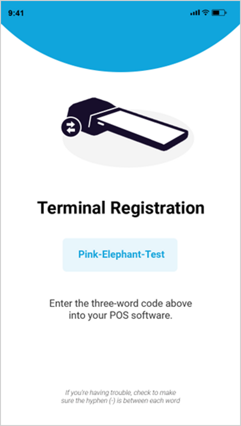 Terminal registration screen of the WiseEasy P5 terminal.