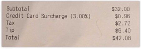 surcharge on receipt
