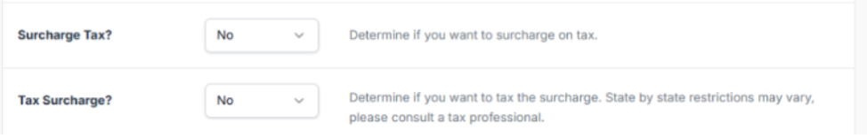 surcharge tax settings