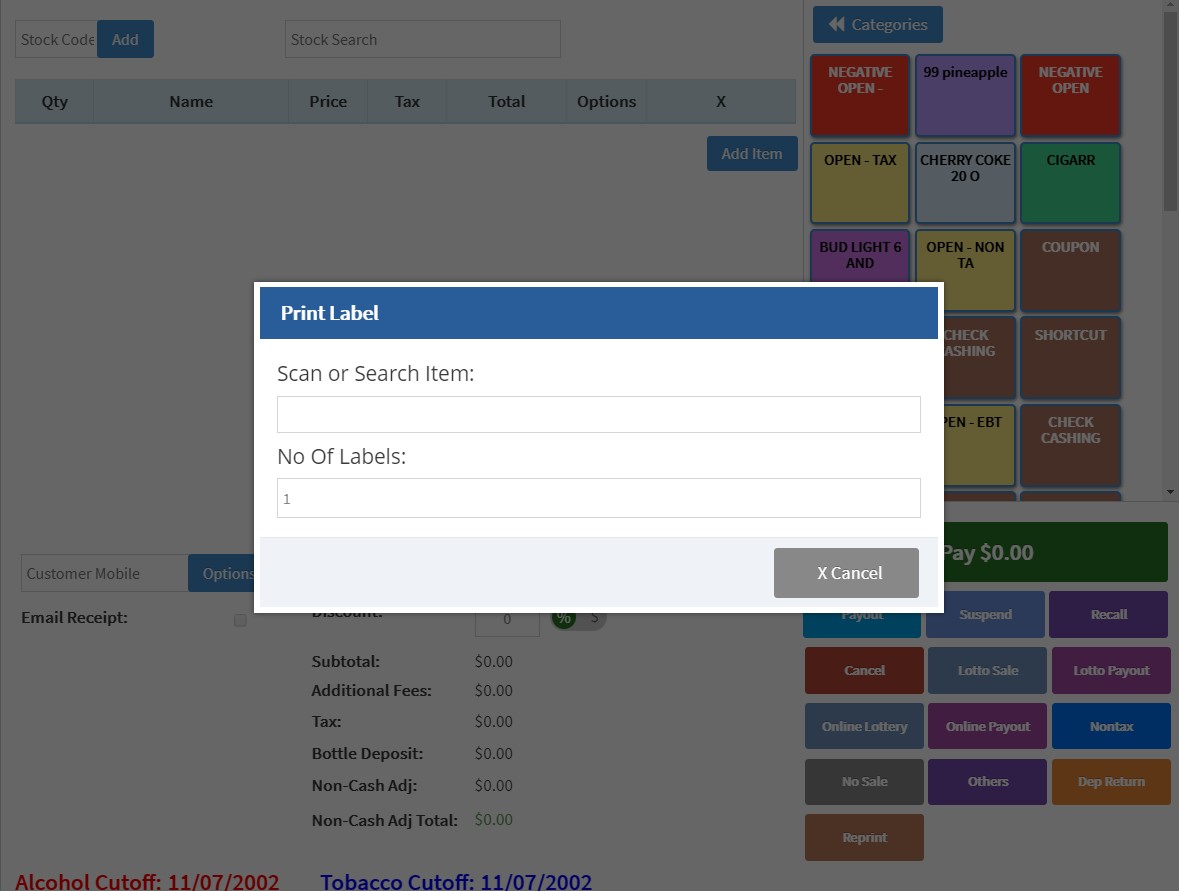 How to Print Labels from the POS
